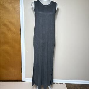 Prana Long Gray Maxi Dress Hemp Cotton Blend Size M Minimalist Hippie Casual